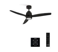 CREATE/ WINDSTYLANCE NATURAL WOOD S/Ventilador de techo con luz negro con controlador pared y mando / 40W, Silencioso, Ø112 cm, 6 velocidades, temporizador, función verano-invierno, doble altura