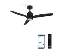 CREATE/ WINDSTYLANCE NATURAL WOOD S/Ventilador de techo con luz negro con Wifi y mando / 40W, Silencioso, Ø112 cm, 6 velocidades, temporizador, función verano-invierno, doble altura