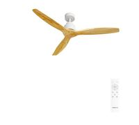 CREATE / WINDSTYLANCE NATURAL WOOD/Ventilador de techo blanco aspas madera natural con mando / 40W. Silencioso. Ø132 cm. 6 velocidades. temporizador. verano-invierno. doble altura. motor DC