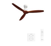 CREATE / WINDSTYLANCE NATURAL WOOD/Ventilador de techo blanco aspas madera oscura con controlador y mando / 40W. Temporizador. Ø132 cm. 6 velocidades. verano-invierno. doble altura