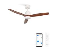 CREATE / WINDSTYLANCE NATURAL WOOD/Ventilador de techo con luz blanco aspas madera oscura con Wifi y mando / 40W, Temporizador, Ø132 cm, 6 velocidades, verano-invierno, doble altura