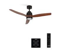 CREATE / WINDSTYLANCE NATURAL WOOD/Ventilador de techo con luz negro aspas madera oscura con controlador y mando / 40W, Temporizador, Ø132 cm, 6 velocidades, verano-invierno, doble altura
