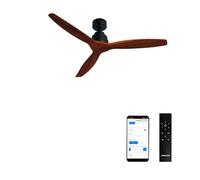 CREATE / WINDSTYLANCE NATURAL WOOD/Ventilador de techo negro aspas madera oscura con Wifi y mando / 40W, Silencioso, Ø132 cm, 6 velocidades, temporizador, verano-invierno, doble altura, motor DC