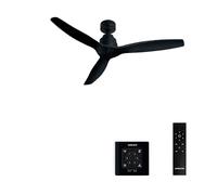 CREATE / WINDSTYLANCE NATURAL WOOD/Ventilador de techo negro con controlador pared y mando / 40W, Silencioso, Ø132 cm, 6 velocidades, temporizador, verano-invierno, doble altura, motor DC