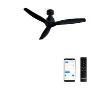 CREATE / WINDSTYLANCE NATURAL WOOD/Ventilador de techo negro con Wifi y mando / 40W, Silencioso, Ø132 cm, 6 velocidades, temporizador, verano-invierno, doble altura, motor DC