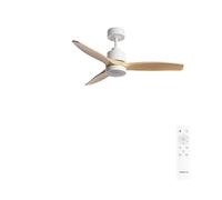 CREATE / WINDSTYLANCE S/Ventilador de techo ABS con luz blanco aspas efecto madera clara con mando/ 40W, Silencioso, Ø112 cm, 6 velocidades, temporizador, verano-invierno, doble altura, motor DC