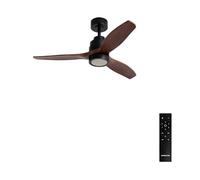 CREATE / WINDSTYLANCE S/Ventilador de techo ABS con luz negro aspas efecto madera oscura con mando / 40W, Temporizador, Ø112 cm, 6 velocidades,3 temperaturas de luz, verano-invierno, doble altura