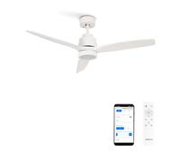 CREATE / WINDSTYLANCE S/Ventilador de techo con luz blanco con Wifi y mando / 40W, Silencioso, Ø112 cm, 6 velocidades, temporizador, función verano-invierno, doble altura
