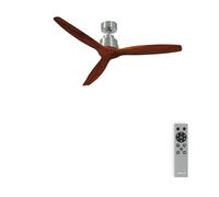 CREATE / WINDSTYLANCE/Ventilador de techo níquel aspas madera oscura con mando/ 40W, Silencioso, Ø132 cm, 6 velocidades, temporizador, verano-invierno, doble altura