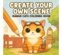 Create Your Own Scene: Kawaii Cats Coloring Book: A Mostly Blank Coloring Book for Artists Who Love to Draw, Design, and Doodle Their Own Cute Cat Worlds