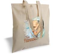 Createe Bolso de compras de algodón con asas y estampado dedicado al Papa Francisco - lleva contigo un recuerdo del Santo Padre, Color blanco.