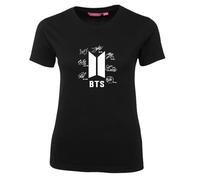 Createe - Camiseta BTS con logotipo y autógrafos hombre/mujer 100% algodón negro Bangtan Boys, Negro , S