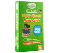 CreateFun Juego de 106 tarjetas flash listas para leer para niños de 6 a 7 años, cubre grado 2 con 7 ideas de juego educativas