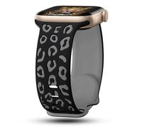 CreateGreat Correas deportivas grabadas de leopardo compatibles con Apple Watch Band de 45 mm, 44 mm, 42 mm, para mujer, correa deportiva de silicona de diseño de guepardo para iWatch Series SE 8, 7,