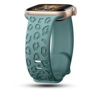 CreateGreat Correas grabadas de leopardo compatibles con Apple Watch Band de 42 mm, 44 mm, 45 mm, 46 mm, 49 mm, correa de silicona de guepardo compatible con iWatch Series 10, 9, 8, 7, 6, 5, 4, 3, 2,