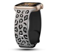 CreateGreat - Pulsera de silicona bicolor con grabado de leopardo compatible con Apple Watch 41mm, 40mm, 38mm, 45mm, 44mm, 42mm, iWatch Series SE 8 7 6 5 4 3