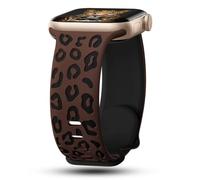 CreateGreat - Pulsera de silicona bicolor con grabado de leopardo compatible con Apple Watch 41mm, 40mm, 38mm, 45mm, 44mm, 42mm, iWatch Series SE 8 7 6 5 4 3
