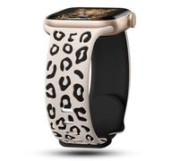 CreateGreat - Pulsera de silicona bicolor con grabado de leopardo compatible con Apple Watch 41mm, 40mm, 38mm, 45mm, 44mm, 42mm, iWatch Series SE 8 7 6 5 4 3