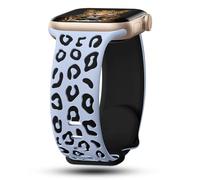 CreateGreat - Pulsera de silicona bicolor con grabado de leopardo compatible con Apple Watch 41mm, 40mm, 38mm, 45mm, 44mm, 42mm, iWatch Series SE 8 7 6 5 4 3
