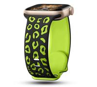 CreateGreat - Pulsera de silicona bicolor con grabado de leopardo compatible con Apple Watch 41mm, 40mm, 38mm, 45mm, 44mm, 42mm, iWatch Series SE 8 7 6 5 4 3