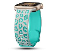 CreateGreat - Pulsera de silicona bicolor con grabado de leopardo compatible con Apple Watch 41mm, 40mm, 38mm, 45mm, 44mm, 42mm, iWatch Series SE 8 7 6 5 4 3