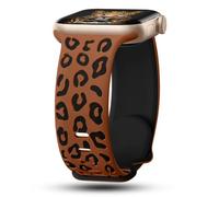 CreateGreat - Pulsera de silicona bicolor con grabado de leopardo compatible con Apple Watch 41mm, 40mm, 38mm, 45mm, 44mm, 42mm, iWatch Series SE 8 7 6 5 4 3