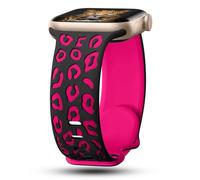 CreateGreat - Pulsera de silicona bicolor con grabado de leopardo compatible con Apple Watch 41mm, 40mm, 38mm, 45mm, 44mm, 42mm, iWatch Series SE 8 7 6 5 4 3