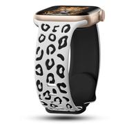 CreateGreat - Pulsera de silicona bicolor con grabado de leopardo compatible con Apple Watch 41mm, 40mm, 38mm, 45mm, 44mm, 42mm, iWatch Series SE 8 7 6 5 4 3