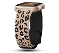 CreateGreat - Pulsera de silicona bicolor con grabado de leopardo compatible con Apple Watch 41mm, 40mm, 38mm, 45mm, 44mm, 42mm, iWatch Series SE 8 7 6 5 4 3