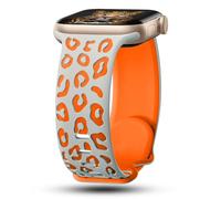 CreateGreat - Pulsera de silicona bicolor con grabado de leopardo compatible con Apple Watch 41mm, 40mm, 38mm, 45mm, 44mm, 42mm, iWatch Series SE 8 7 6 5 4 3