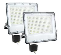 CREATESTAR Foco LED Exterior 200W 2 Piezas, 6500K Blanco Frío Foco Proyector LED Exterior de 20000LM, IP66 Impermeable Luz de Seguridad para Patio Trasero, Jardín, Garaje