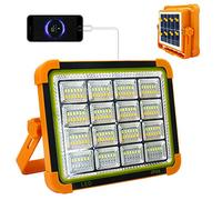 CREATESTAR Foco LED Recargable Solar 100W, 10000 Lúmenes Foco de Trabajo Exterior Portátil 12000mAh Foco Led Bateria con 4 Modos para Camping,Pesca,Sitio de Construcción, Emergencia