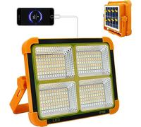 CREATESTAR LED Foco Recargable Solar, 100W 10000 Lumen de Trabajo Batería con 4 Modos IP66 Impermeable para Reparación de Automóviles, Camping, Emergencia