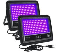 CREATESTAR Luz Negra 100W, Luz Negra UV con Enchufe 2 Pack, 395-405nm Foco Luz Negra IP66 Impermeable Luz Ultravioleta para Fiesta Fluorescente, Discoteca, Halloween, Bar