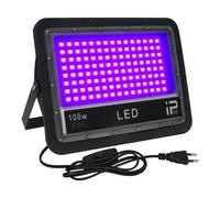 CREATESTAR Luz Negra 100W UV Con Enchufe, 395-405nm Foco IP66 Impermeable Ultravioleta Para Fiesta Fluorescente, Discoteca, Halloween, Bar
