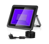 CREATESTAR Luz Negra Ultravioleta 100W 365nm, Foco de luz negra LED, Luz UV impermeable IP66, luces negras para Bar Discoteca Pinta Corporal fiesta luminosa iluminación de escenario Halloween