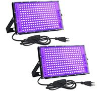CREATESTAR Luz Negra Ultravioleta,2 Piezas 150W LED Luz Negra con Interruptor, 395-400nm Foco Ultravioleta IP65 Impermeable Luces UV para GLOW Fiesta, Black light Party, Halloween, Pinta Corporal