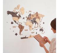 CreatifWood Mapa de Madera 2D para Pared - Mapamundi Decorativo | Planisferio de Pared | Decoración para Salón, Oficina o Dormitorio | Regalo para Viajeros (Multicolor,100L x 70l)