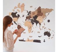 CreatifWood Mapa de Madera 2D para Pared - Mapamundi Decorativo | Planisferio de Pared | Decoración para Salón, Oficina o Dormitorio | Regalo para Viajeros (Multicolor, 150L x 105l cm)