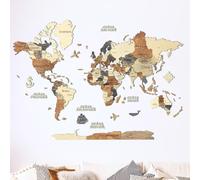 Creatifwood Mapa mundi madera 3D con Nombres Grabados de Países y estados para Marcar Viajes. Mapa mundi pared de madera multicapa Decoración, Dormitorio y Oficinas (Multicolor, 150L x 105B cm)