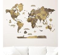Creatifwood Mapa mundi madera 3D con Nombres Grabados de Países y estados para Marcar Viajes. Mapa mundi pared de madera multicapa Decoración, Dormitorio y Oficinas (Chocolate, 150L x 105B cm)