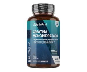 Creatina Monohidratada 3000mg, 270 Comprimidos, 3 Meses de Suministro - Suplemento Deportivo Apto para Veganos, 3 Comprimidos al Día, Sin OGM ni Estearato de Magnesio