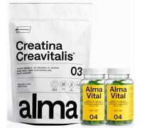 Creatina Monohidratada Creavitalis® ALMA® 300 g y 120 Gominolas de Creatina Creavitalis, Vitamina D3 y Espirulina Hidrolizada sabor limón | Versión Premium Creapure® Monohidrato en Polvo 99,9% Pureza