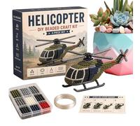 Creations Puzzles 3D con perlas - Mini creaciones 3D divertidas hechas a mano helicóptero | Kit bordado de perlas de y avión de caza, para cumpleaños, casa, creación de pendientes de ocio