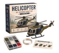 Creations Puzzles 3D Perlas | Bote Helicóptero 3D Pequeños Ocio Creativo Hecho a Mano - Kit bordado perlas tanque y avión de caza | Para Cumpleaños Vacaciones Interior Casa Lois