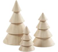 Creativ 100263 Árbol de Navidad de Madera, Altura: 5+7,5+10 cm, Profundidad: 3,5+5,4+6,7 cm, Madera emperatriz, 3 Piezas