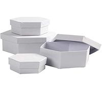 Creativ 100263 Cajas hexagonales, D: 6,5+8+10+12 cm, 4 asstd Blanco