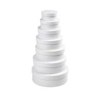 Creativ 100263 Juego de caja redonda, D: 8,5+10,5+12,5+14,5+16,5+18,5+21,5 cm, H: 4+4,5+5,5+6+6,5+7 cm, blanco, 7asstd