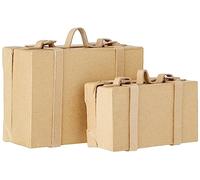 Creativ 263990 Minimaletas vintage de papel maché, 2 unidades/1 juego, color beige