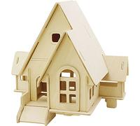 Creativ 57874 Kit de construcción de Madera 3D, casa con rampa, tamaño 22,5x17,5x20,5, Madera contrachapada, 1pc
